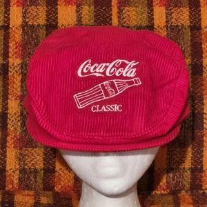 Coca Cola Classic Corduroy Newsboy Cap Vintage Snapback